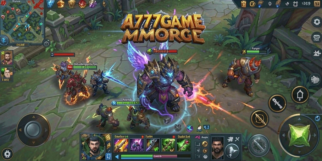 Screenshot gameplay A777GAME yang menunjukkan aksi pertempuran di dunia MMORPG.