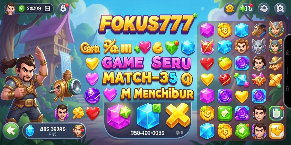 Tampilan luar biasa gameplay FOKUS777 dalam mode Match-3 yang menarik.