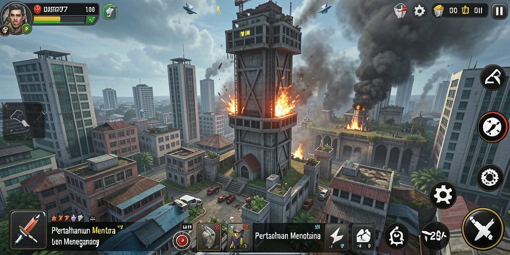 Tangkapan layar yang menunjukkan aksi seru dalam game Tower Defense IDR77.
