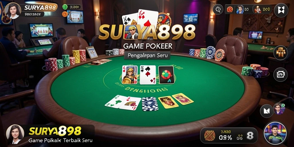 Tampilan dinamis dari gameplay Poker di SURYA898.