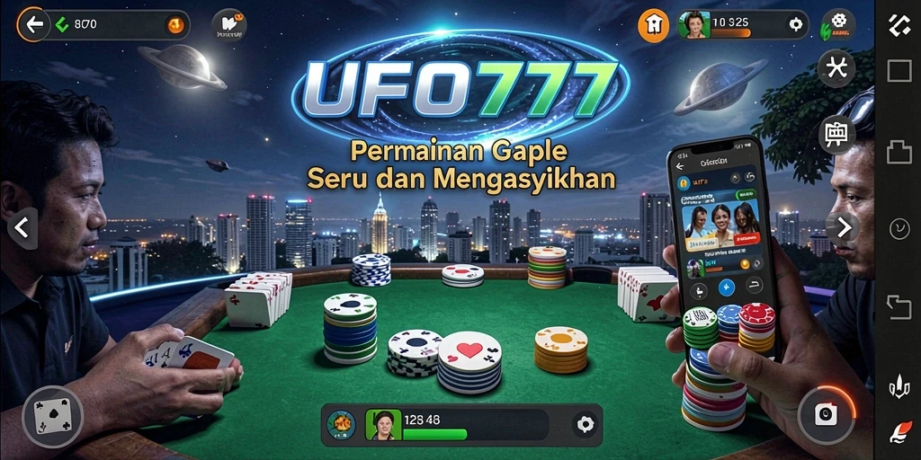 Screenshot utama menunjukkan momen seru dalam permainan Gaple.