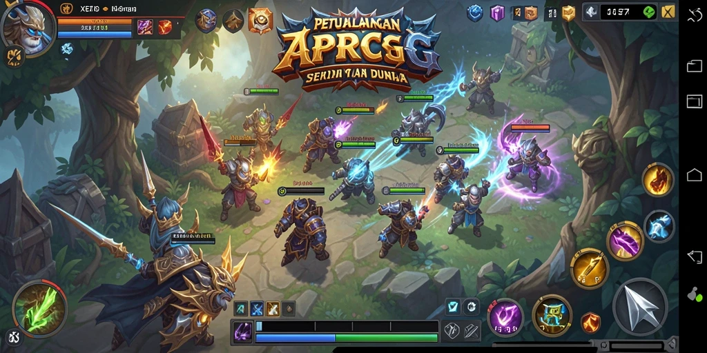 Screenshot XE77 menampilkan pertarungan epik dalam dunia ARPG yang luas.
